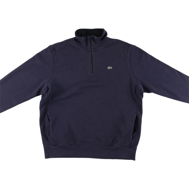 Lacoste Half-Zip Sweatshirt, Men's Size L cotton navy blue type Vintage Second Hand