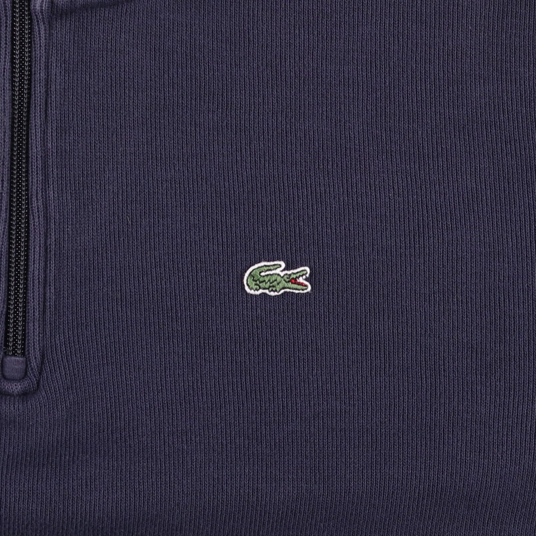 Lacoste Half-Zip Sweatshirt, Men's Size L cotton navy blue type Vintage Second Hand