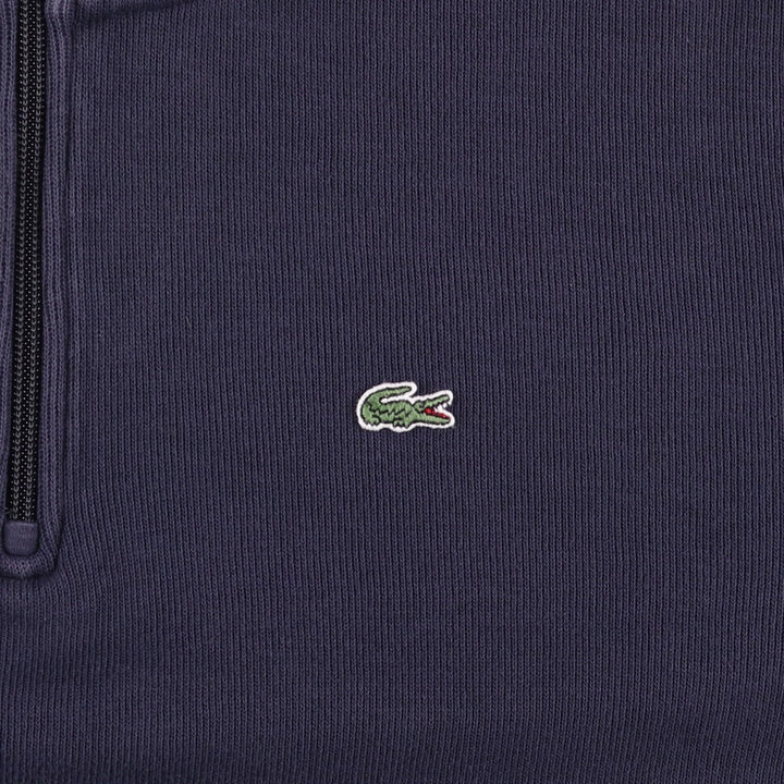 Lacoste Half-Zip Sweatshirt, Men's Size L cotton navy blue type Vintage Second Hand