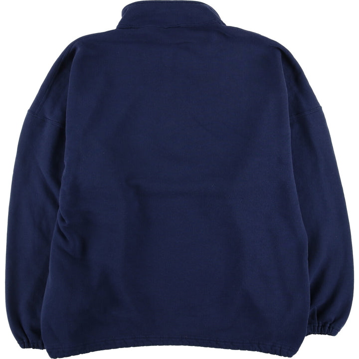 90'S Russell Half-Zip Sweatshirt, Made in USA, Men's XL, Vintage cotton navy blue type Vintage Second Hand