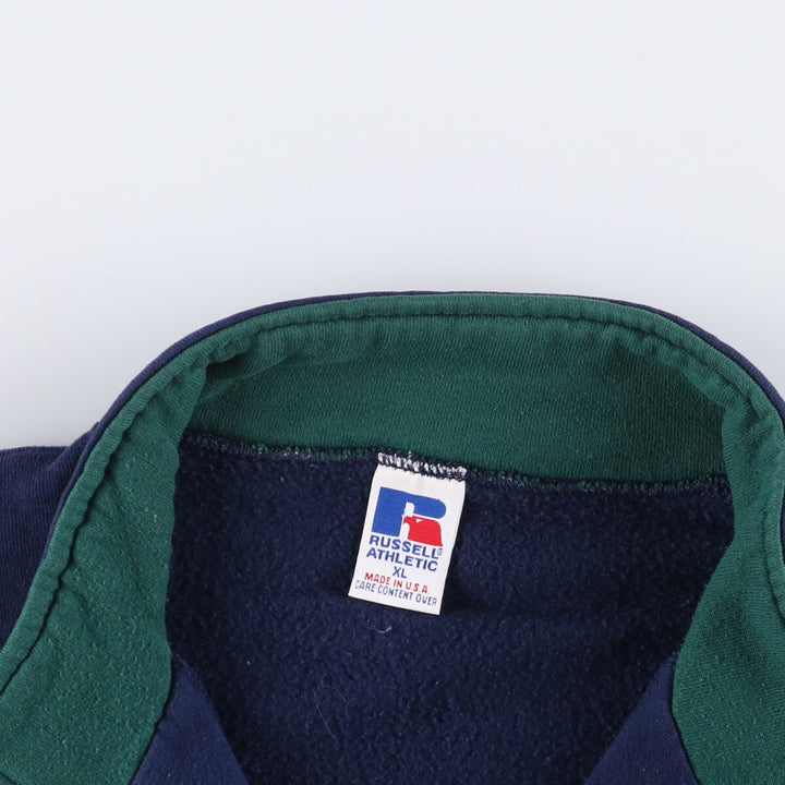 90'S Russell Half-Zip Sweatshirt, Made in USA, Men's XL, Vintage cotton navy blue type Vintage Second Hand