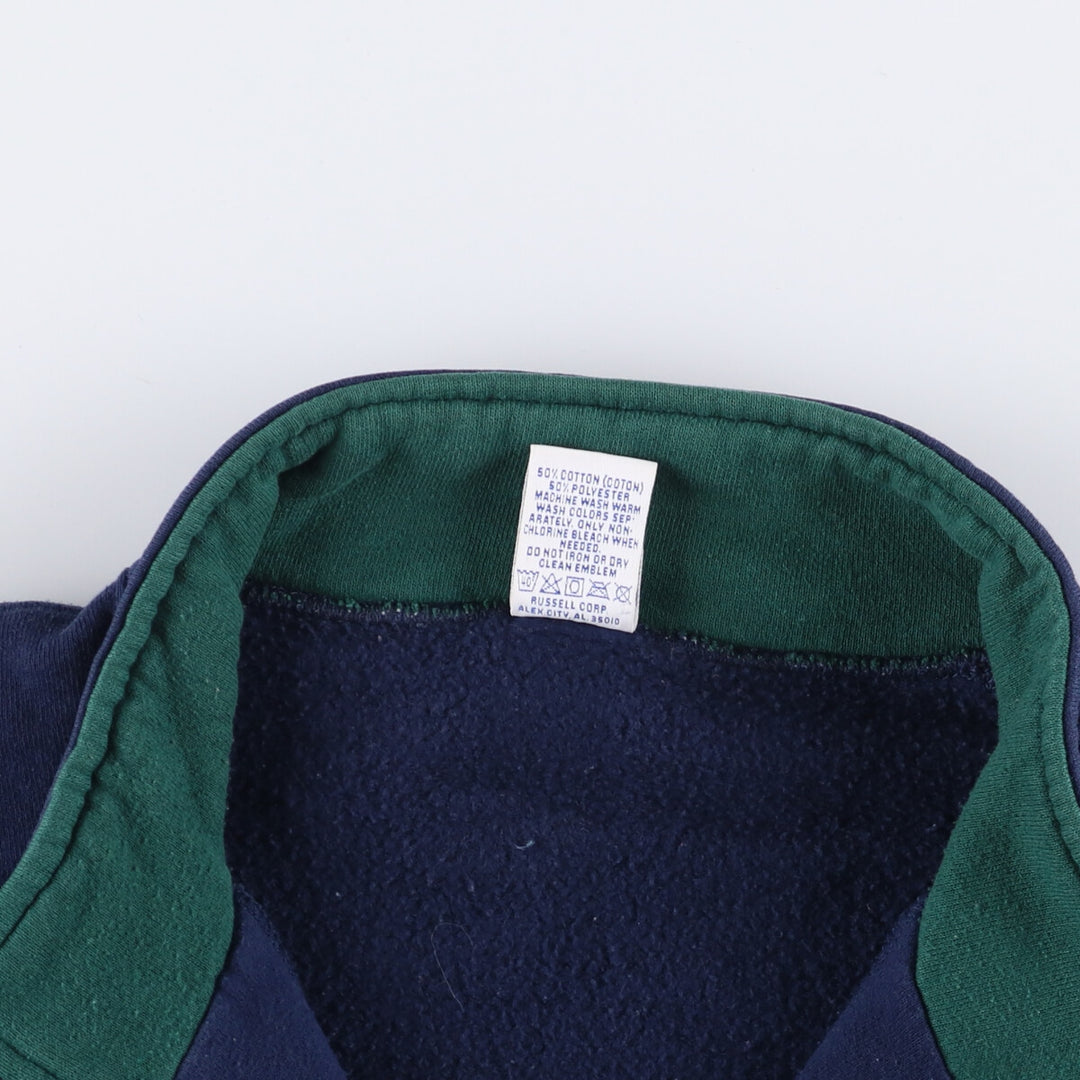 90'S Russell Half-Zip Sweatshirt, Made in USA, Men's XL, Vintage cotton navy blue type Vintage Second Hand