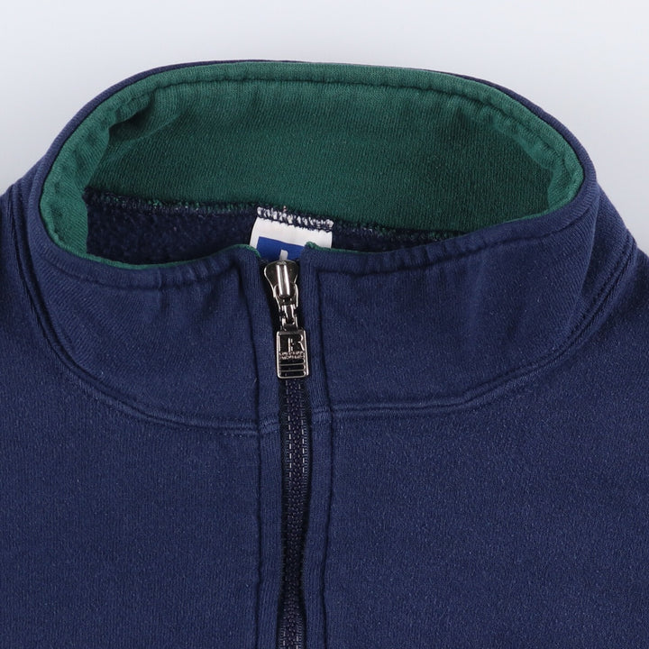 90'S Russell Half-Zip Sweatshirt, Made in USA, Men's XL, Vintage cotton navy blue type Vintage Second Hand