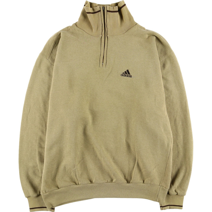 Vintage 90'S Adidas half-zip sweatshirt, size L, men's cotton Beige type Vintage Second Hand