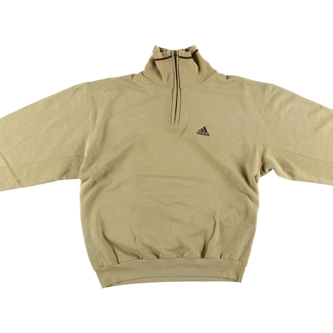 Vintage 90'S Adidas half-zip sweatshirt, size L, men's cotton Beige type Vintage Second Hand