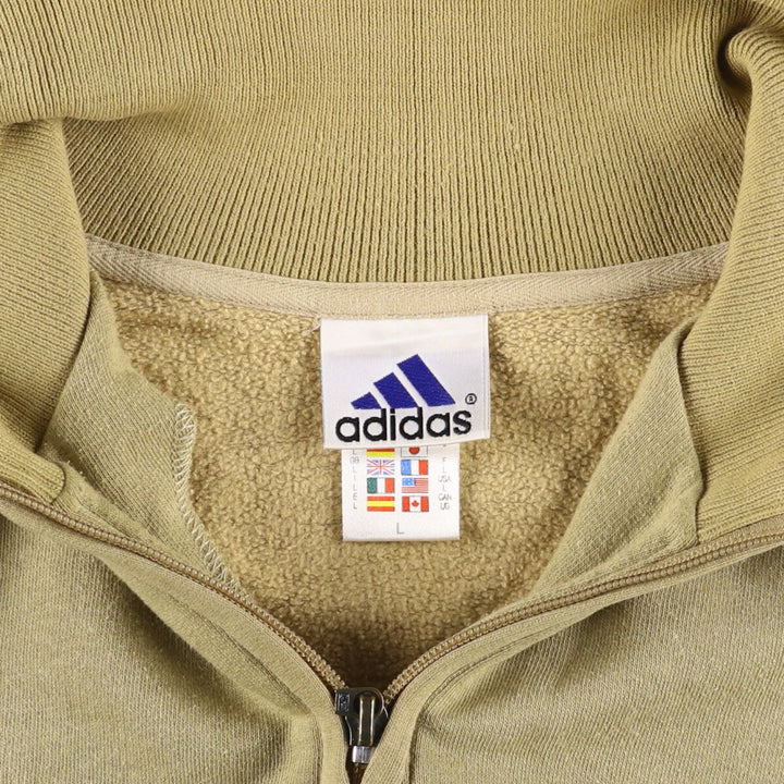 Vintage 90'S Adidas half-zip sweatshirt, size L, men's cotton Beige type Vintage Second Hand