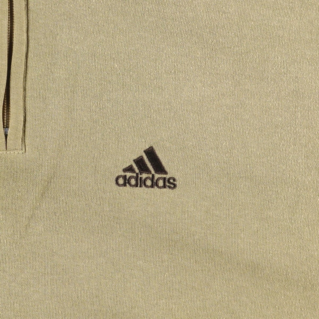 Vintage 90'S Adidas half-zip sweatshirt, size L, men's cotton Beige type Vintage Second Hand