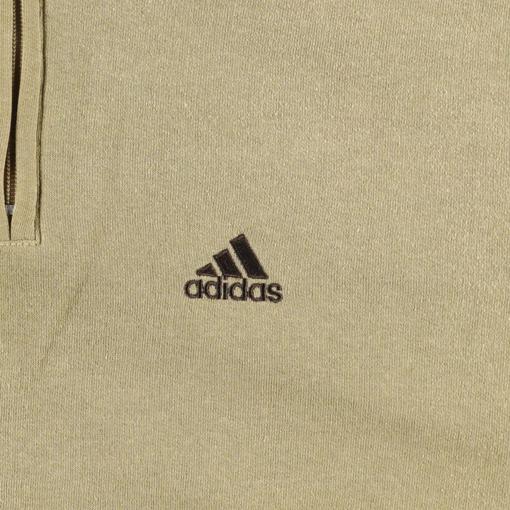 Vintage 90'S Adidas half-zip sweatshirt, size L, men's cotton Beige type Vintage Second Hand
