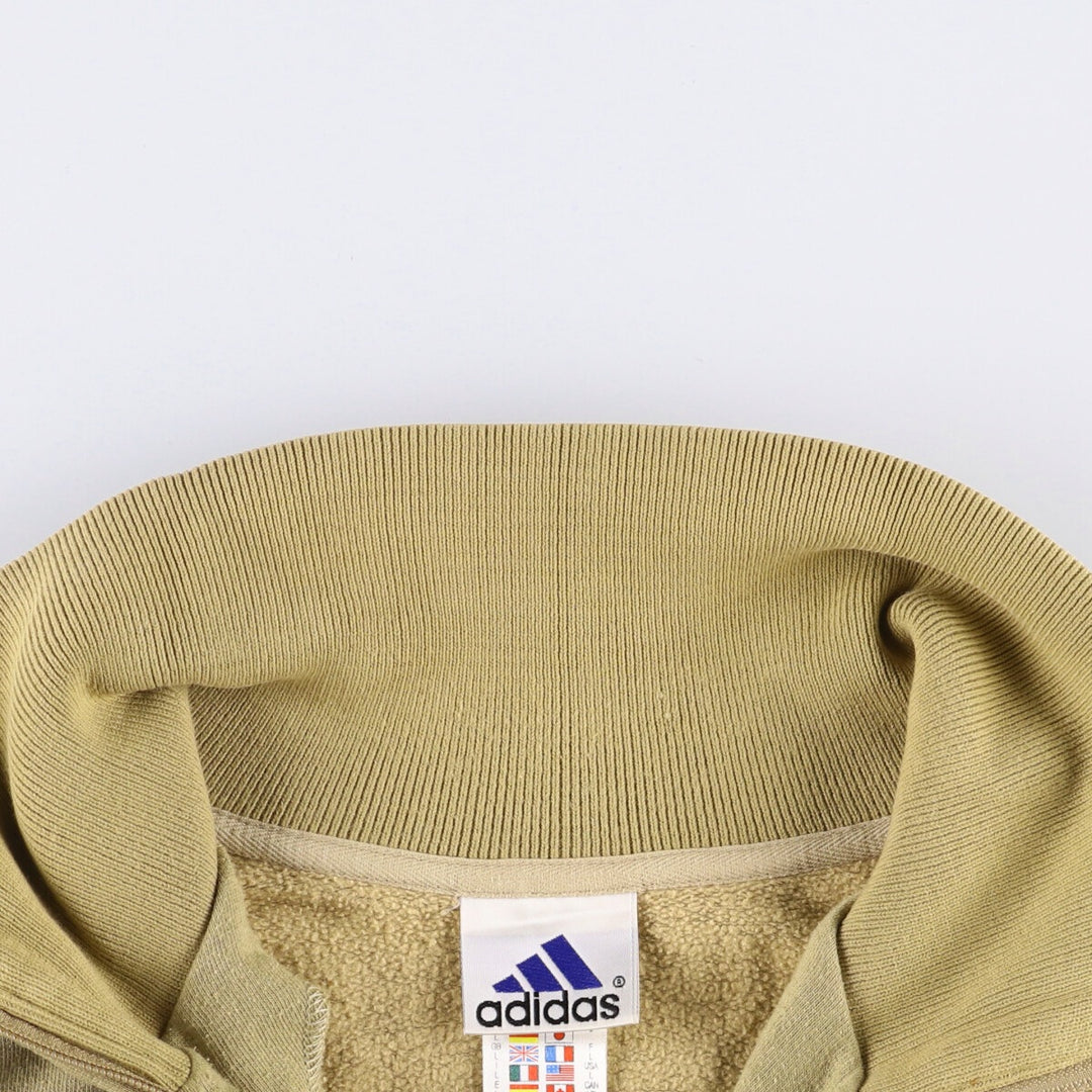 Vintage 90'S Adidas half-zip sweatshirt, size L, men's cotton Beige type Vintage Second Hand