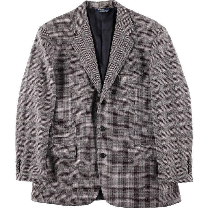 90'S Polo by Ralph Lauren Glen Plaid Wool Tailored Jacket, Made in USA, Men's Size M Lamb wool white type Vintage Second Hand