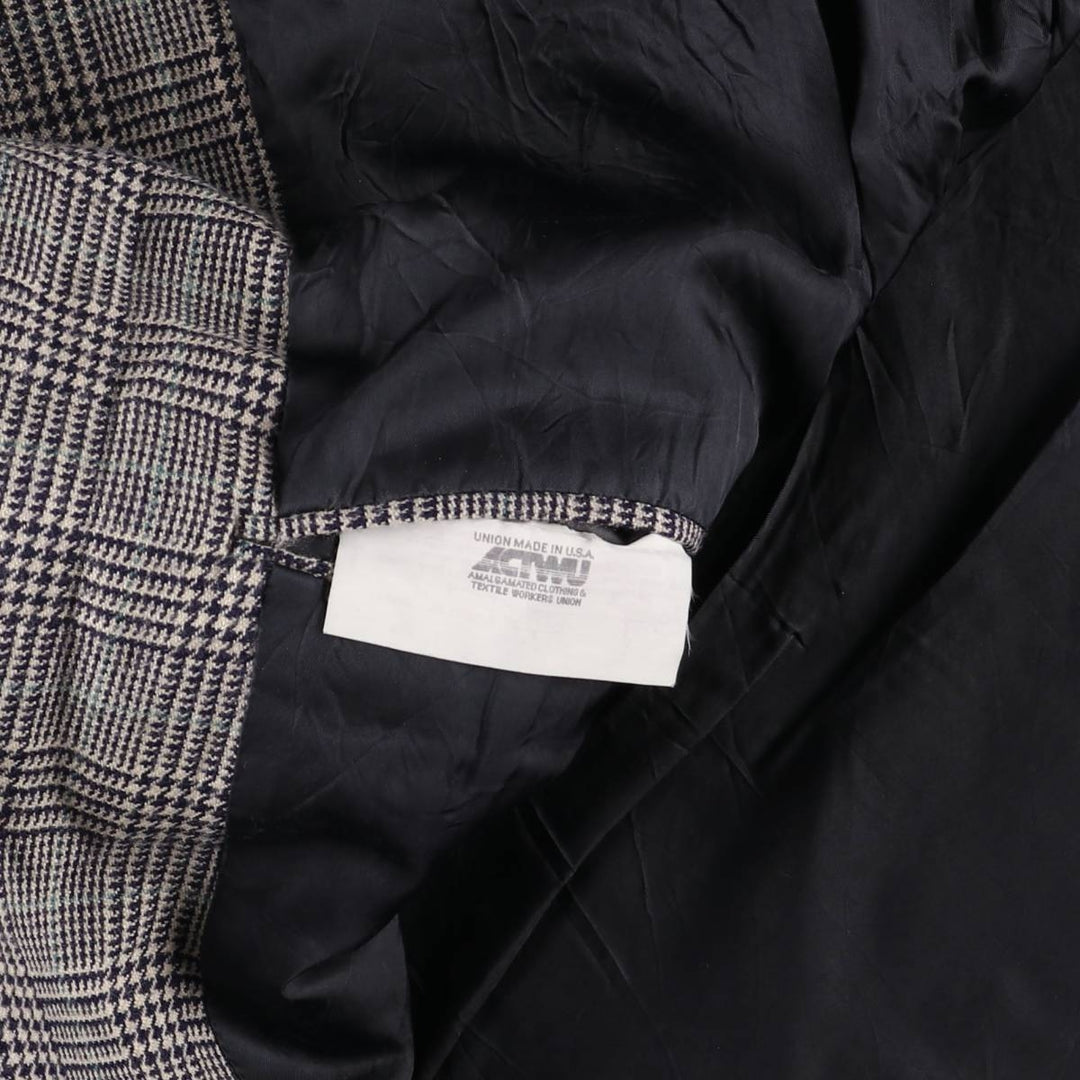 90'S Polo by Ralph Lauren Glen Plaid Wool Tailored Jacket, Made in USA, Men's Size M Lamb wool white type Vintage Second Hand