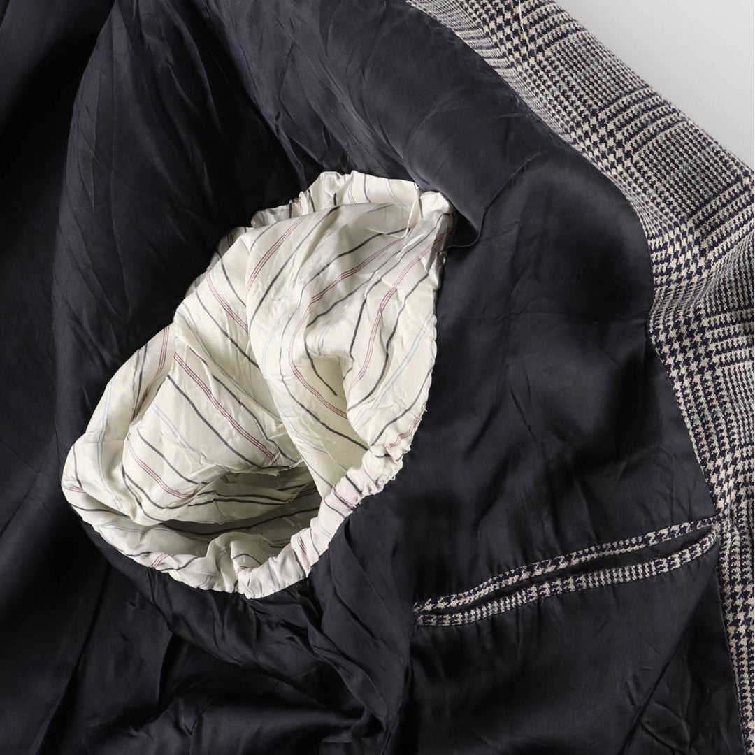 90'S Polo by Ralph Lauren Glen Plaid Wool Tailored Jacket, Made in USA, Men's Size M Lamb wool white type Vintage Second Hand