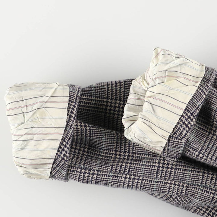 90'S Polo by Ralph Lauren Glen Plaid Wool Tailored Jacket, Made in USA, Men's Size M Lamb wool white type Vintage Second Hand