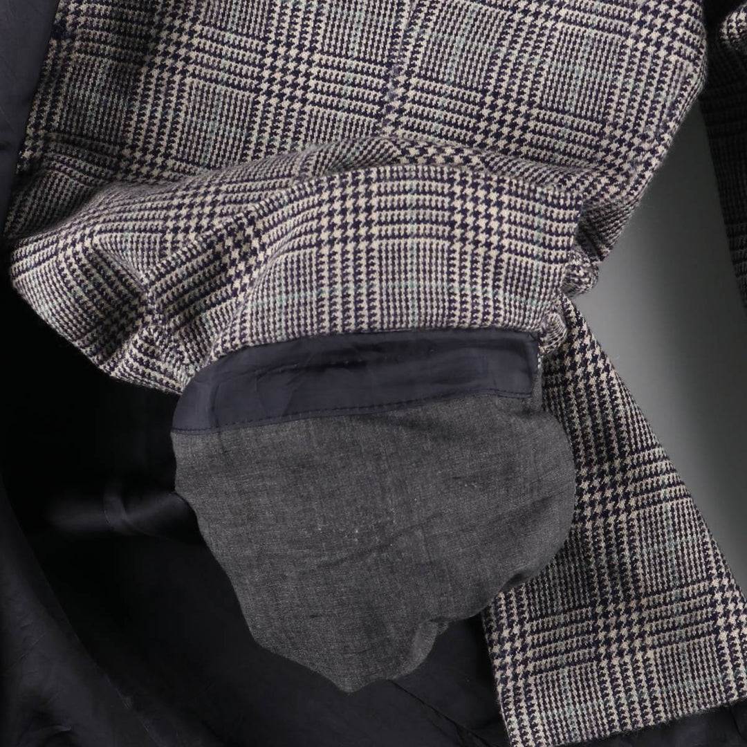 90'S Polo by Ralph Lauren Glen Plaid Wool Tailored Jacket, Made in USA, Men's Size M Lamb wool white type Vintage Second Hand