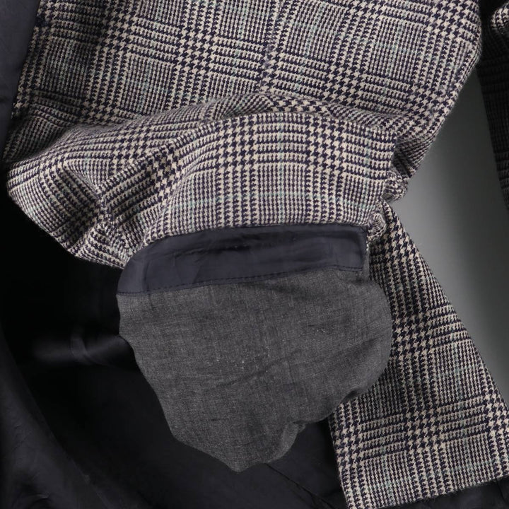 90'S Polo by Ralph Lauren Glen Plaid Wool Tailored Jacket, Made in USA, Men's Size M Lamb wool white type Vintage Second Hand