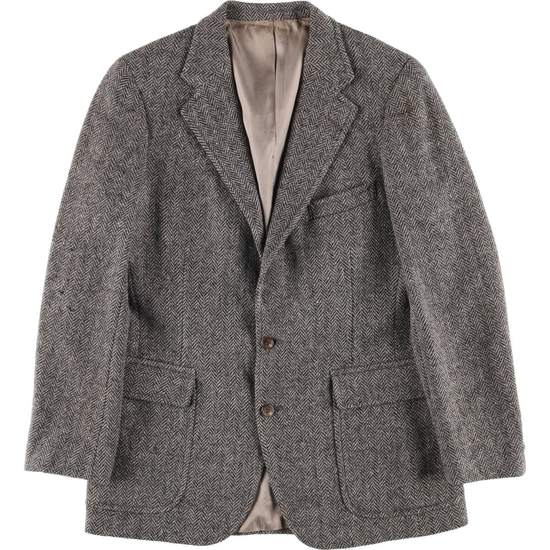 Vintage 1980s-1990'S Ralph Lauren Polo University herringbone tailored jacket, size M, men's wool gray type Vintage Second Hand