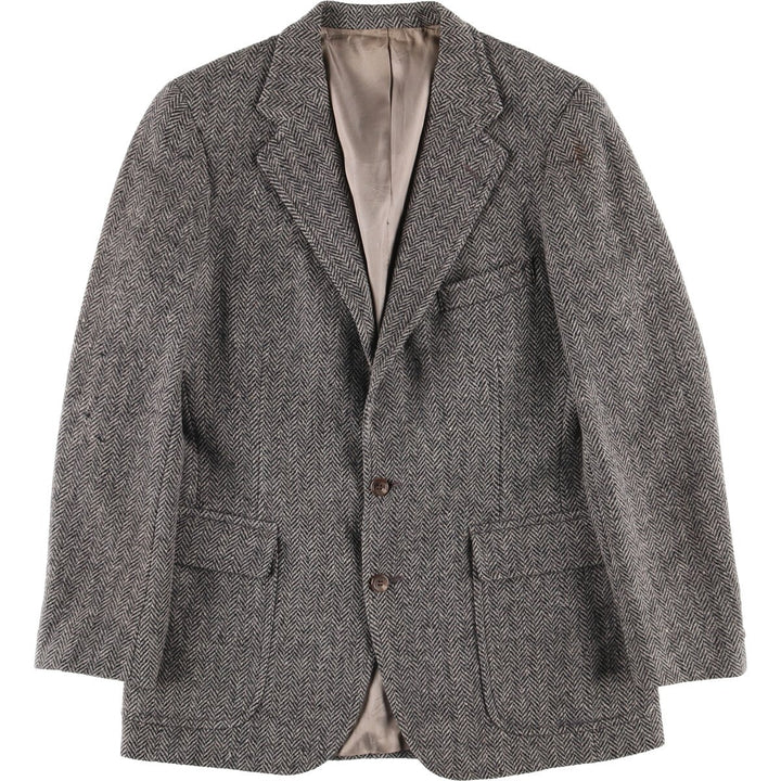 Vintage 1980s-1990'S Ralph Lauren Polo University herringbone tailored jacket, size M, men's wool gray type Vintage Second Hand