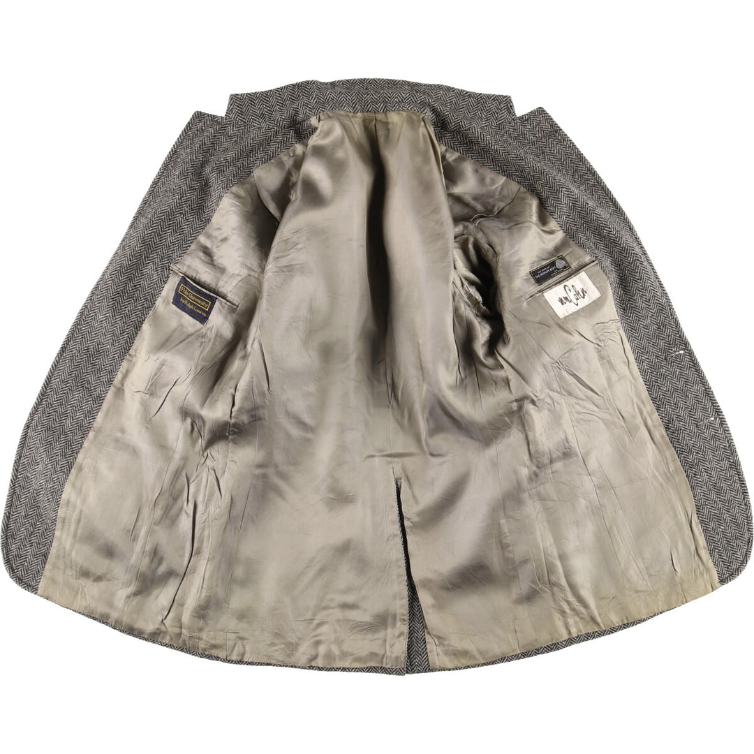 Vintage 1980s-1990'S Ralph Lauren Polo University herringbone tailored jacket, size M, men's wool gray type Vintage Second Hand