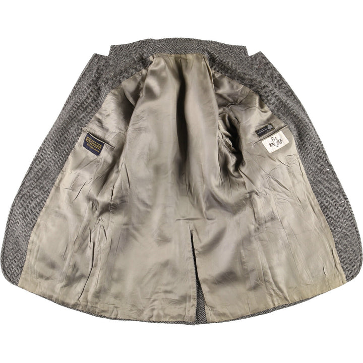 Vintage 1980s-1990'S Ralph Lauren Polo University herringbone tailored jacket, size M, men's wool gray type Vintage Second Hand