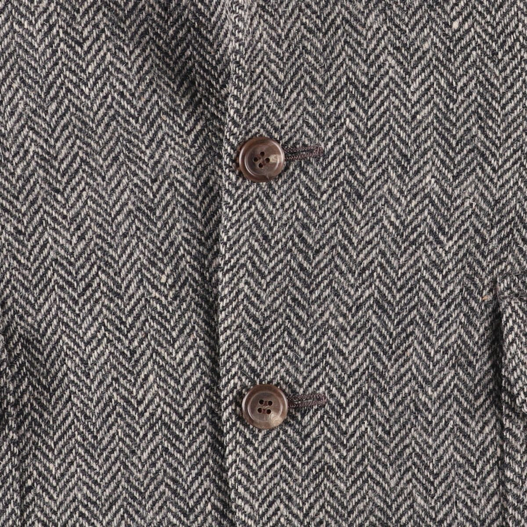 Vintage 1980s-1990'S Ralph Lauren Polo University herringbone tailored jacket, size M, men's wool gray type Vintage Second Hand