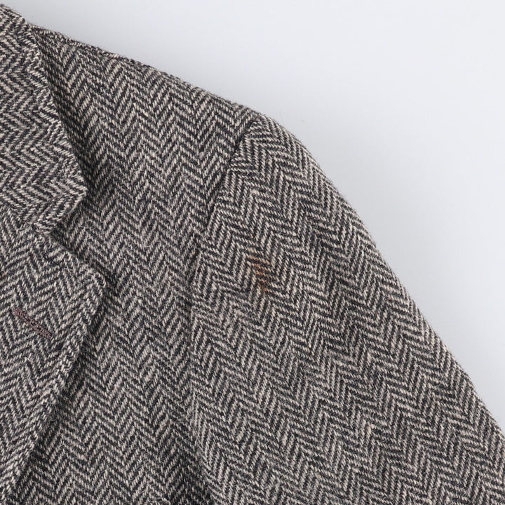 Vintage 1980s-1990'S Ralph Lauren Polo University herringbone tailored jacket, size M, men's wool gray type Vintage Second Hand