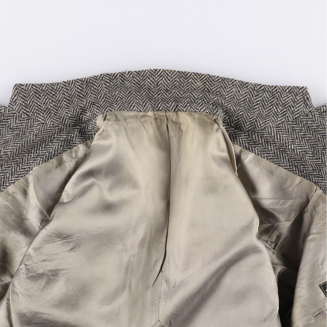 Vintage 1980s-1990'S Ralph Lauren Polo University herringbone tailored jacket, size M, men's wool gray type Vintage Second Hand