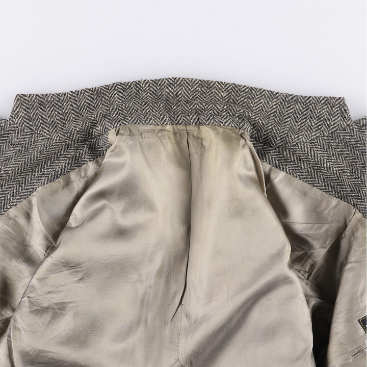 Vintage 1980s-1990'S Ralph Lauren Polo University herringbone tailored jacket, size M, men's wool gray type Vintage Second Hand