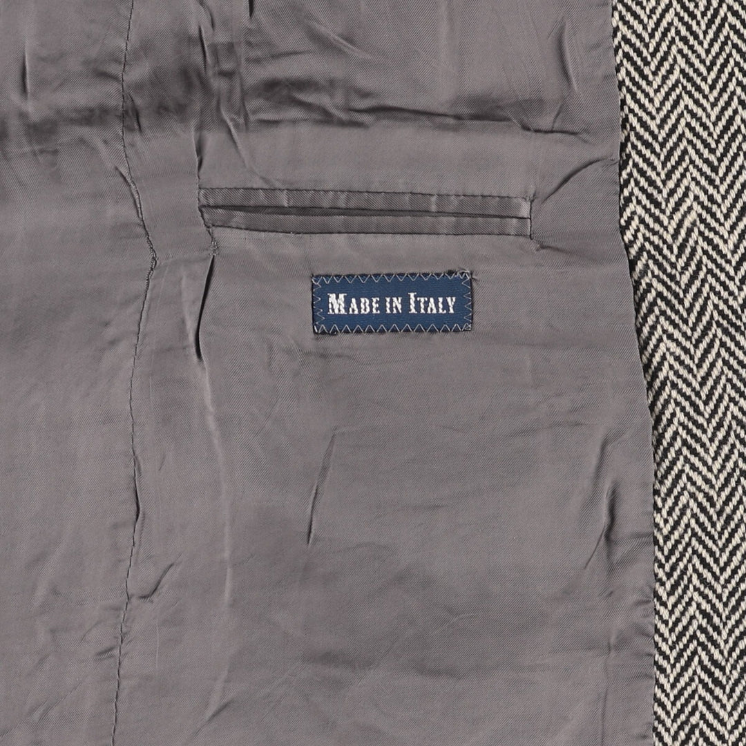 80s-90'S Ralph Lauren POLO by Ralph Lauren Herringbone Wool Tailored Jacket, Made in Italy, Men's Size L wool gray type Vintage Second Hand