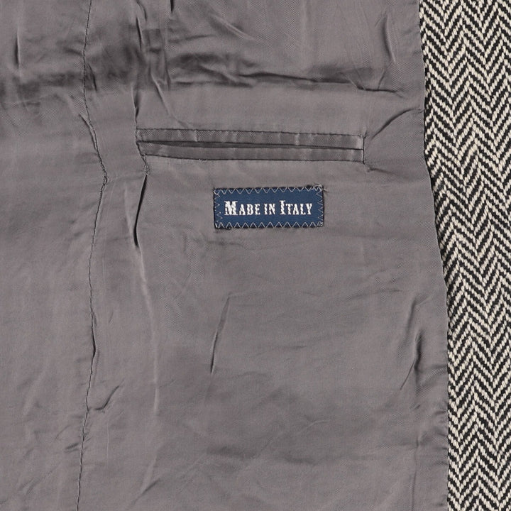 80s-90'S Ralph Lauren POLO by Ralph Lauren Herringbone Wool Tailored Jacket, Made in Italy, Men's Size L wool gray type Vintage Second Hand