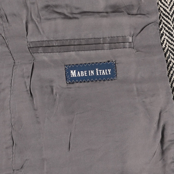 80s-90'S Ralph Lauren POLO by Ralph Lauren Herringbone Wool Tailored Jacket, Made in Italy, Men's Size L wool gray type Vintage Second Hand