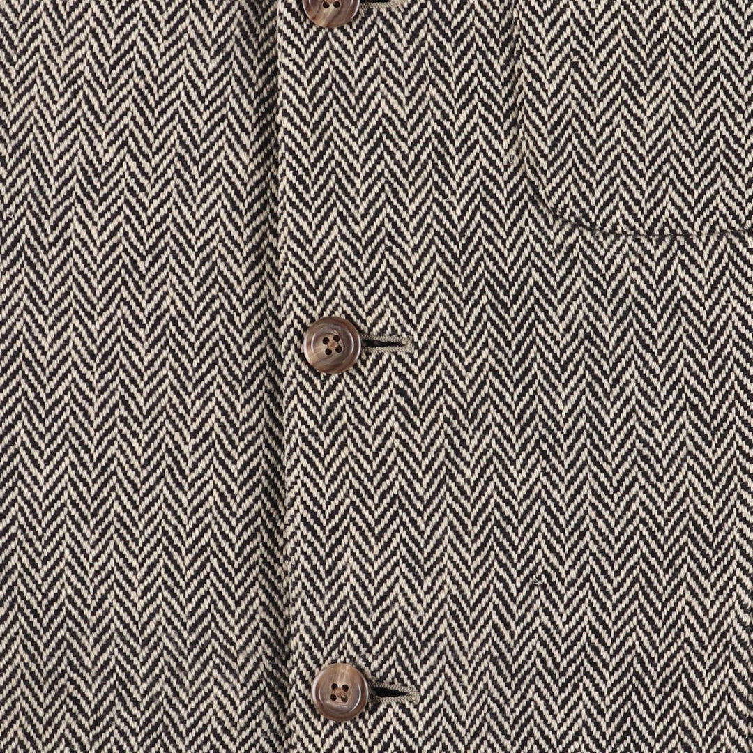 80s-90'S Ralph Lauren POLO by Ralph Lauren Herringbone Wool Tailored Jacket, Made in Italy, Men's Size L wool gray type Vintage Second Hand