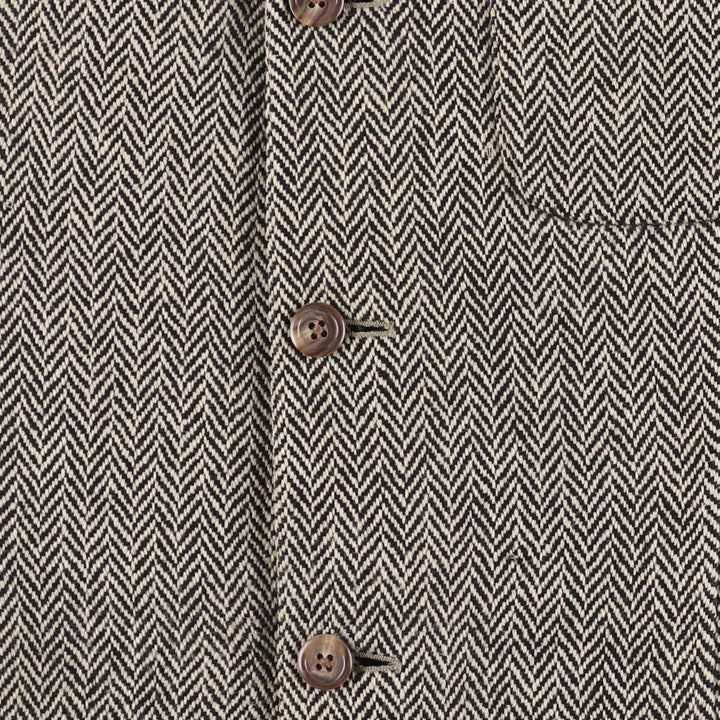 80s-90'S Ralph Lauren POLO by Ralph Lauren Herringbone Wool Tailored Jacket, Made in Italy, Men's Size L wool gray type Vintage Second Hand