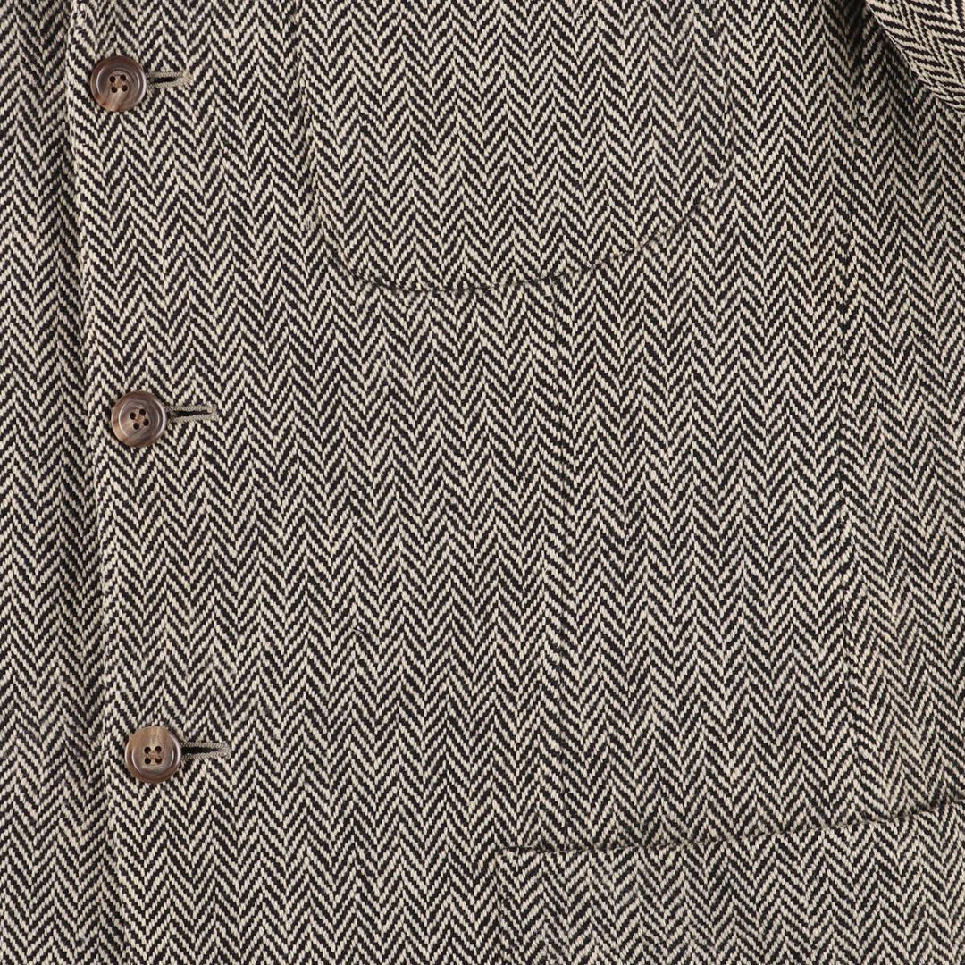 80s-90'S Ralph Lauren POLO by Ralph Lauren Herringbone Wool Tailored Jacket, Made in Italy, Men's Size L wool gray type Vintage Second Hand