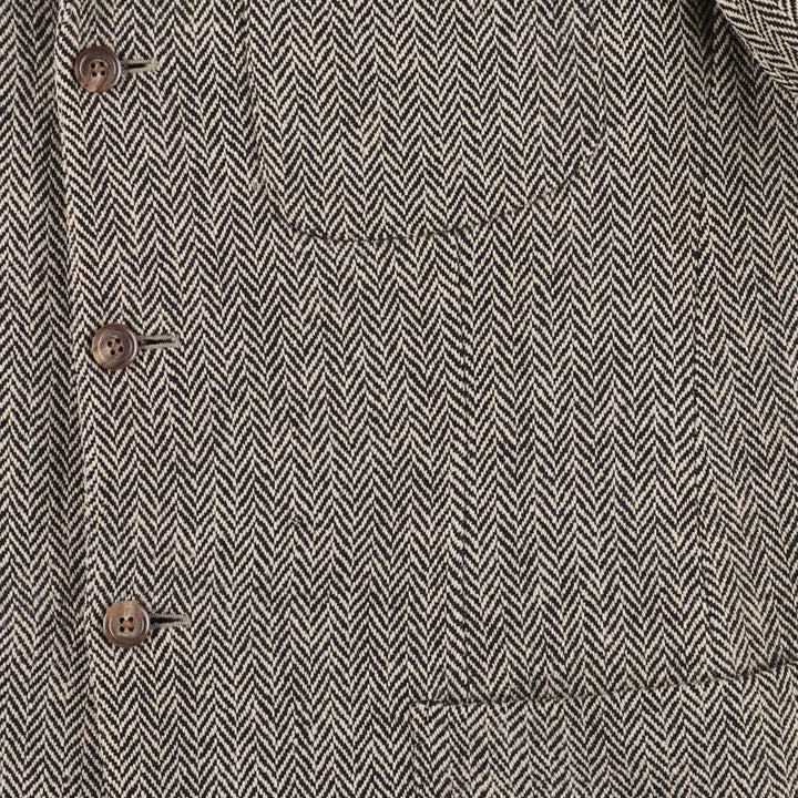 80s-90'S Ralph Lauren POLO by Ralph Lauren Herringbone Wool Tailored Jacket, Made in Italy, Men's Size L wool gray type Vintage Second Hand