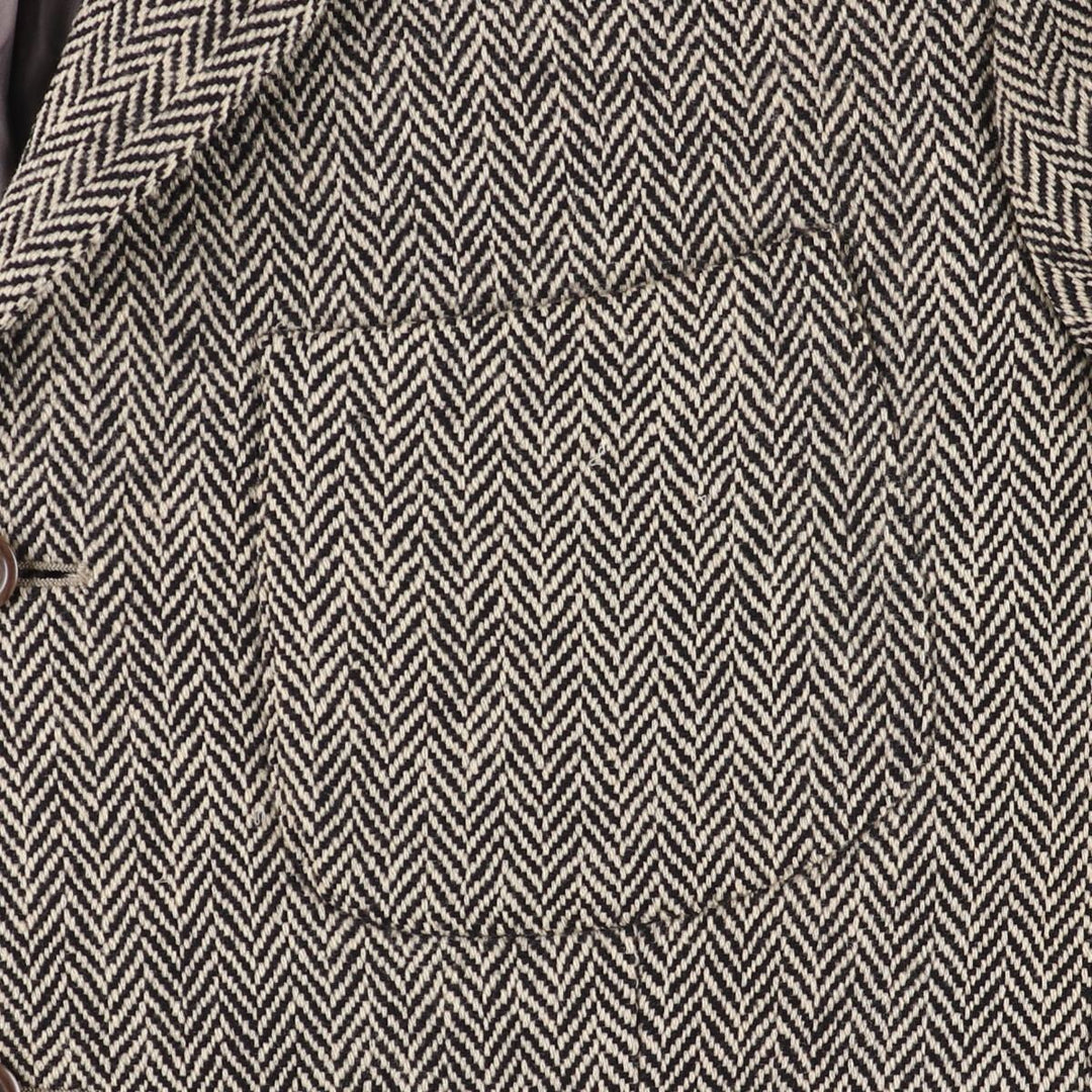 80s-90'S Ralph Lauren POLO by Ralph Lauren Herringbone Wool Tailored Jacket, Made in Italy, Men's Size L wool gray type Vintage Second Hand