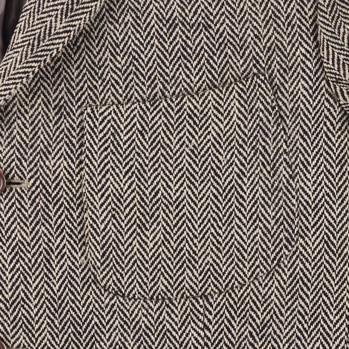 80s-90'S Ralph Lauren POLO by Ralph Lauren Herringbone Wool Tailored Jacket, Made in Italy, Men's Size L wool gray type Vintage Second Hand