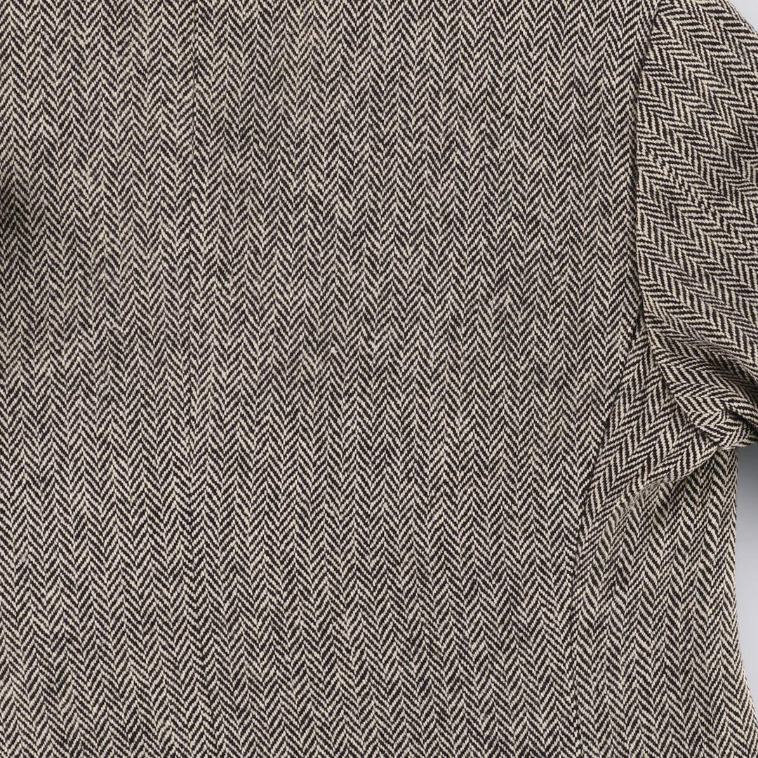 80s-90'S Ralph Lauren POLO by Ralph Lauren Herringbone Wool Tailored Jacket, Made in Italy, Men's Size L wool gray type Vintage Second Hand