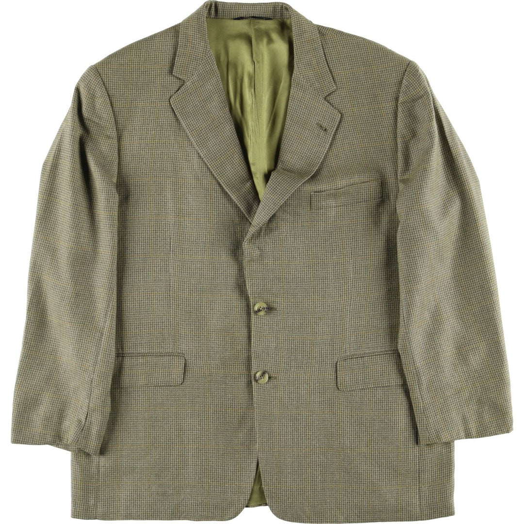 Burberry's BURBERRY LONDON Check Pattern Wool and Silk Tailored Jacket, Made in USA, Men's Size XL silk green type Vintage Second Hand