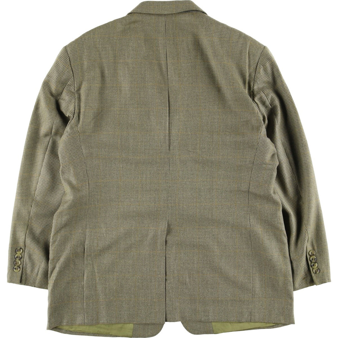Burberry's BURBERRY LONDON Check Pattern Wool and Silk Tailored Jacket, Made in USA, Men's Size XL silk green type Vintage Second Hand