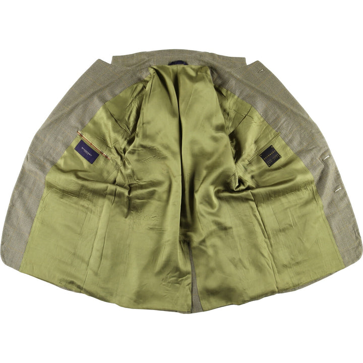 Burberry's BURBERRY LONDON Check Pattern Wool and Silk Tailored Jacket, Made in USA, Men's Size XL silk green type Vintage Second Hand