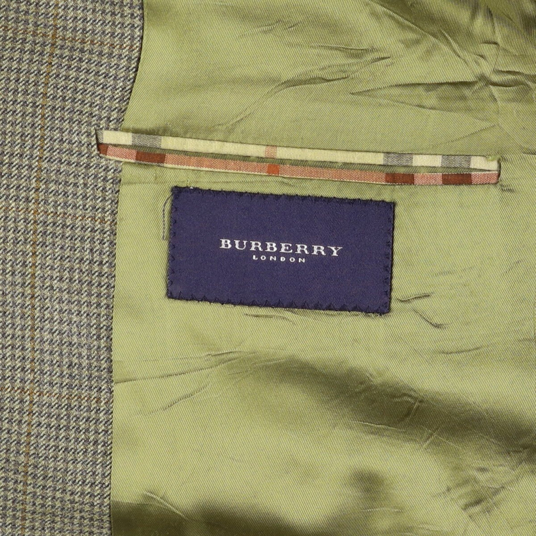 Burberry's BURBERRY LONDON Check Pattern Wool and Silk Tailored Jacket, Made in USA, Men's Size XL silk green type Vintage Second Hand
