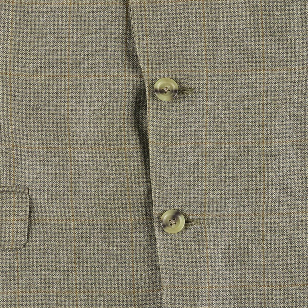 Burberry's BURBERRY LONDON Check Pattern Wool and Silk Tailored Jacket, Made in USA, Men's Size XL silk green type Vintage Second Hand