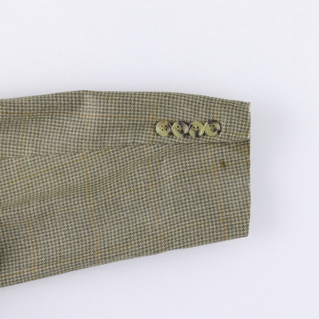 Burberry's BURBERRY LONDON Check Pattern Wool and Silk Tailored Jacket, Made in USA, Men's Size XL silk green type Vintage Second Hand