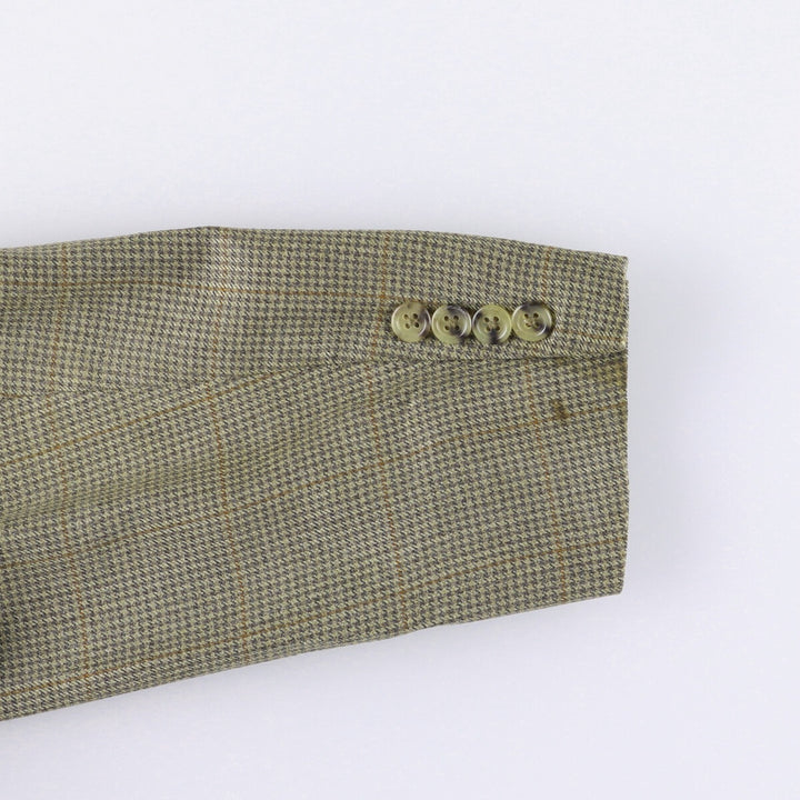 Burberry's BURBERRY LONDON Check Pattern Wool and Silk Tailored Jacket, Made in USA, Men's Size XL silk green type Vintage Second Hand
