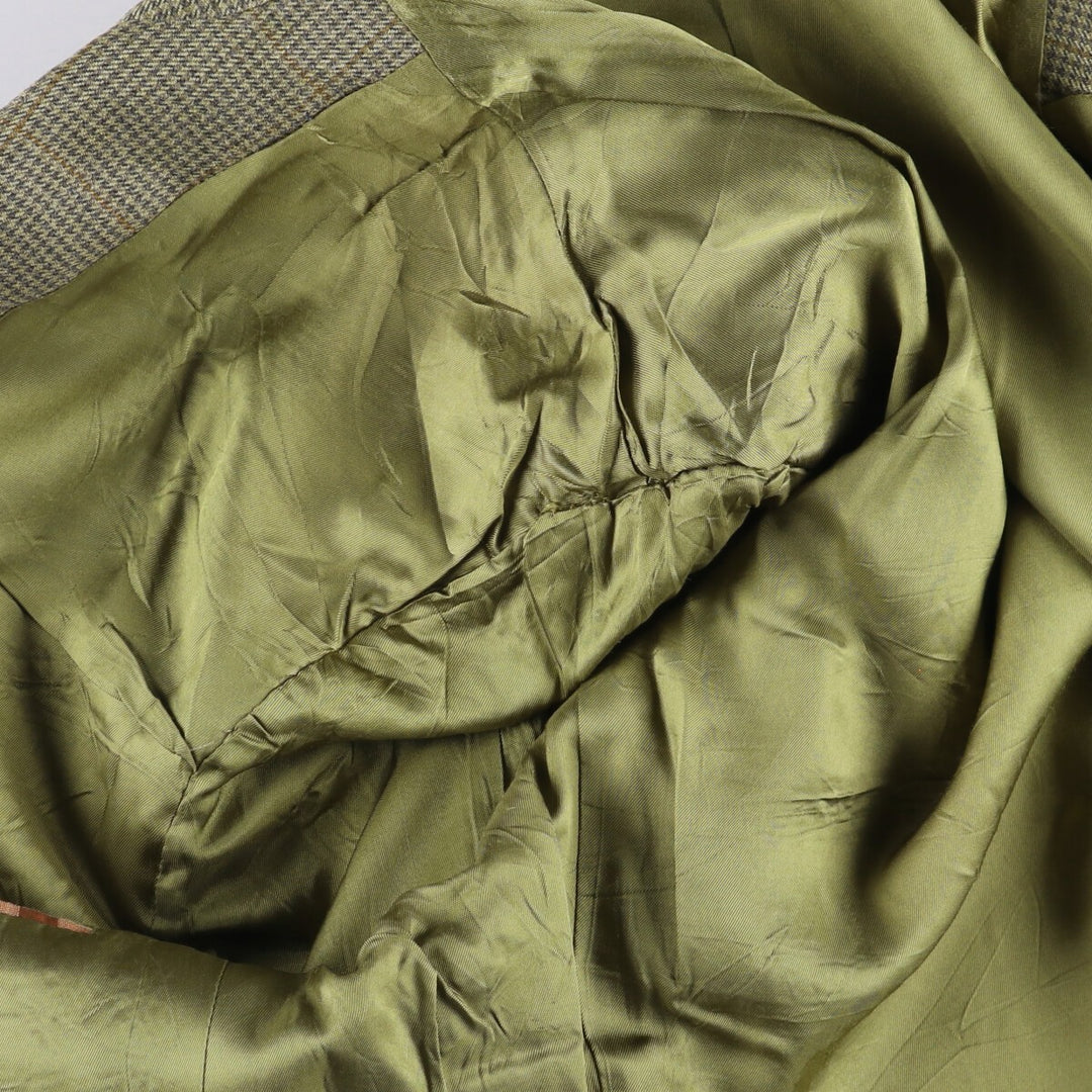 Burberry's BURBERRY LONDON Check Pattern Wool and Silk Tailored Jacket, Made in USA, Men's Size XL silk green type Vintage Second Hand