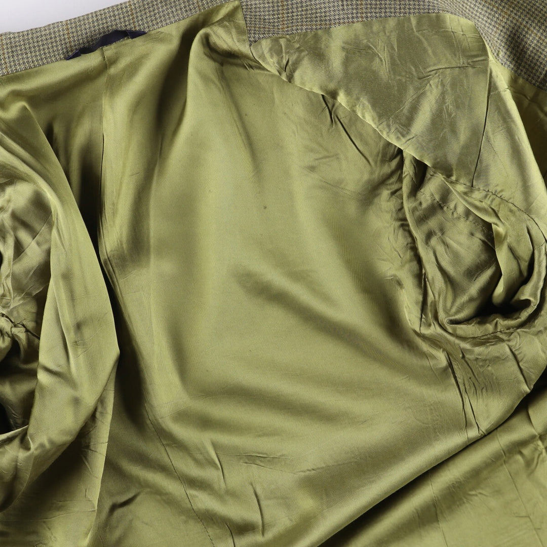 Burberry's BURBERRY LONDON Check Pattern Wool and Silk Tailored Jacket, Made in USA, Men's Size XL silk green type Vintage Second Hand