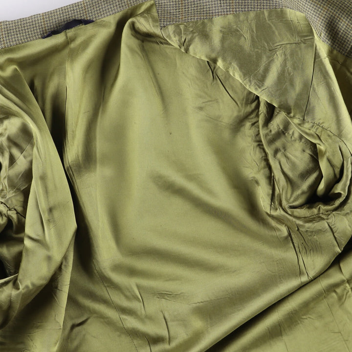 Burberry's BURBERRY LONDON Check Pattern Wool and Silk Tailored Jacket, Made in USA, Men's Size XL silk green type Vintage Second Hand