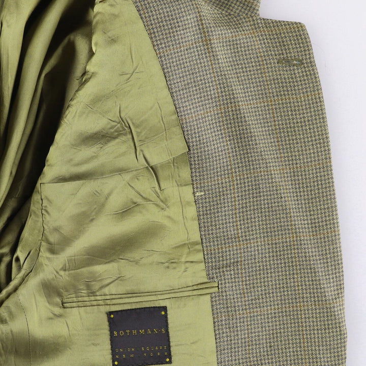 Burberry's BURBERRY LONDON Check Pattern Wool and Silk Tailored Jacket, Made in USA, Men's Size XL silk green type Vintage Second Hand