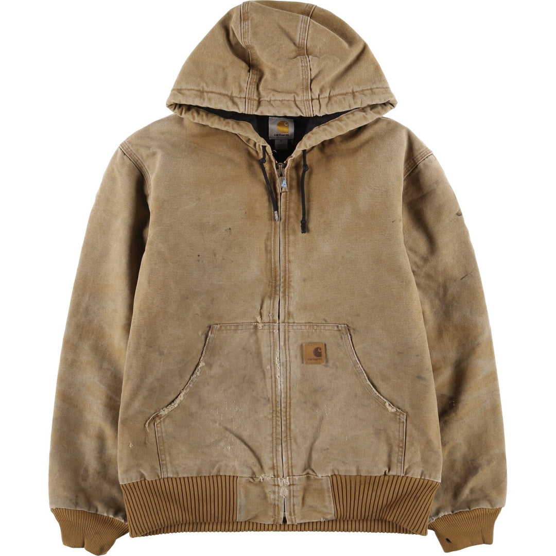 Carhartt Active Jacket Duck Full Zip Hoodie Men's S cotton Beige type Vintage Second Hand