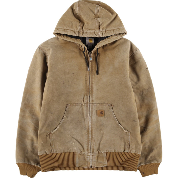Carhartt Active Jacket Duck Full Zip Hoodie Men's S cotton Beige type Vintage Second Hand